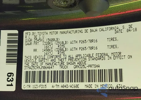 2018 Toyota Tacoma Trd Off Road z USA, uszkodzony, nr VIN 3TMAZ5CN9JM064647